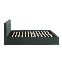Lit coffre SEGURO velours vert forêt 160x200 sommier inclus