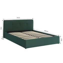Lit coffre SEGURO velours vert forêt 140x190 sommier inclus