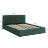 Lit coffre SEGURO velours vert forêt 140x190 sommier inclus