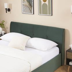 Lit coffre SEGURO velours vert forêt 140x190 sommier inclus