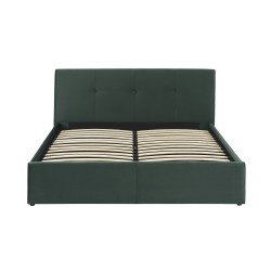 Lit coffre SEGURO velours vert forêt 140x190 sommier inclus