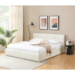 Lit coffre SEGURO simili blanc 180x200 sommier inclus