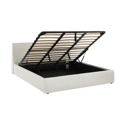 Lit coffre SEGURO simili blanc 180x200 sommier inclus