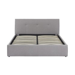 Lit coffre SEGURO tissu gris chiné 140x190 sommier inclus