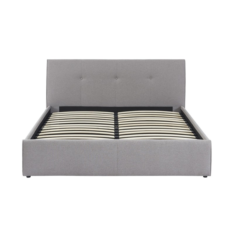Lit coffre SEGURO tissu gris chiné 140x190 sommier inclus