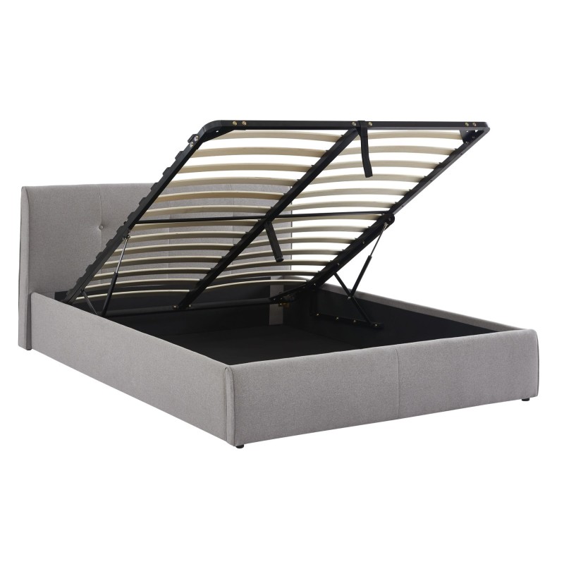 Lit coffre SEGURO tissu gris chiné 140x190 sommier inclus