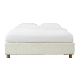 Lit coffre KORALL tissu bouclettes écru 140x190 sommier inclus