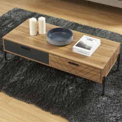 Table basse GEOMA effet chêne foncé et gris 115cm