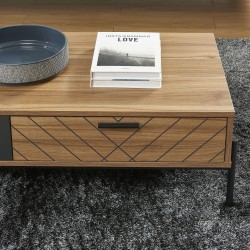 Table basse GEOMA effet chêne foncé et gris 115cm