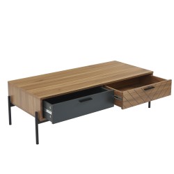 Table basse GEOMA effet chêne foncé et gris 115cm