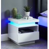 Table de chevet à led COSMOS laqué blanc brillant 40cm