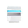 Table de chevet à led COSMOS laqué blanc brillant 40cm