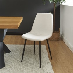 Lot de 4 chaises ESTELLE tissu beige pieds métal noir