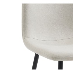 Lot de 4 chaises ESTELLE tissu beige pieds métal noir