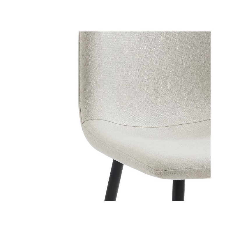 Lot de 4 chaises ESTELLE tissu beige pieds métal noir