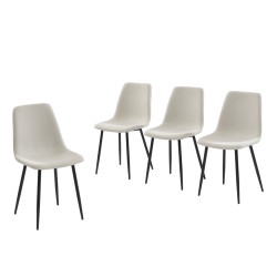 Lot de 4 chaises ESTELLE tissu beige pieds métal noir
