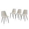 Lot de 4 chaises ESTELLE tissu beige pieds métal noir