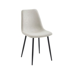 Lot de 4 chaises ESTELLE tissu beige pieds métal noir