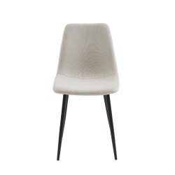 Lot de 4 chaises ESTELLE tissu beige pieds métal noir