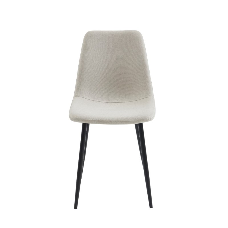 Lot de 4 chaises ESTELLE tissu beige pieds métal noir