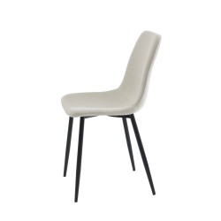 Lot de 4 chaises ESTELLE tissu beige pieds métal noir