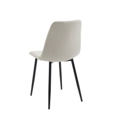 Lot de 4 chaises ESTELLE tissu beige pieds métal noir