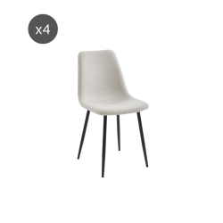 Lot de 4 chaises ESTELLE tissu beige pieds métal noir