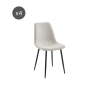 Lot de 4 chaises ESTELLE tissu beige pieds métal noir