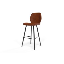 Lot de 2 tabourets de bar ETHAN en PU cognac