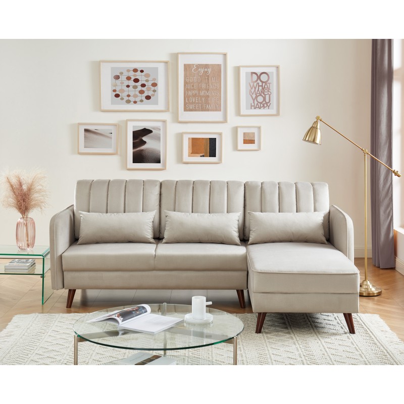 Canapé angle IDAHO tissu sable angle fixe