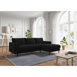 Canapé d'angle MAEL Cacharel fixe en velours noir