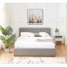 Lit coffre BAHIA tissu gris 160x200 sommier inclus