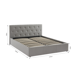 Lit coffre BAHIA tissu gris 160x200 sommier inclus