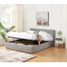 Lit coffre BAHIA tissu gris 160x200 sommier inclus