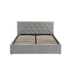 Lit coffre BAHIA tissu gris 160x200 sommier inclus
