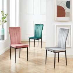 Lot de 4 chaises rembourrées POPPY - velours rose