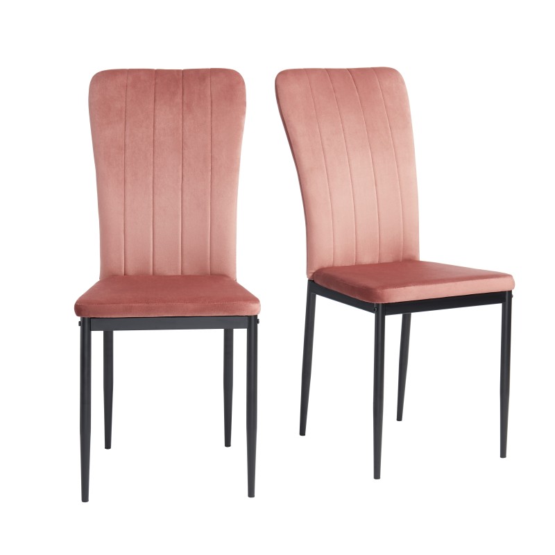 Lot de 4 chaises rembourrées POPPY - velours rose