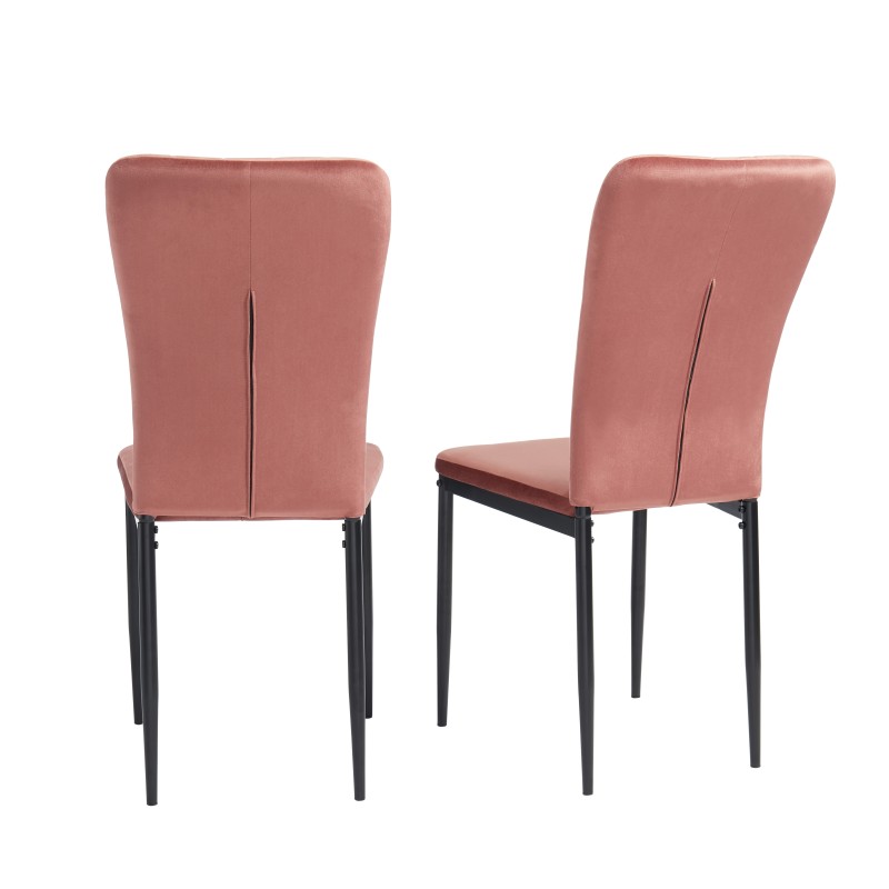Lot de 4 chaises rembourrées POPPY - velours rose