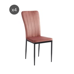 Lot de 4 chaises rembourrées POPPY - velours rose