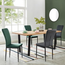 Lot de 2 chaises POPPY velours vert pieds métal noir