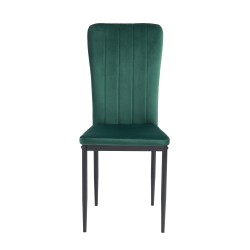 Lot de 2 chaises POPPY velours vert pieds métal noir