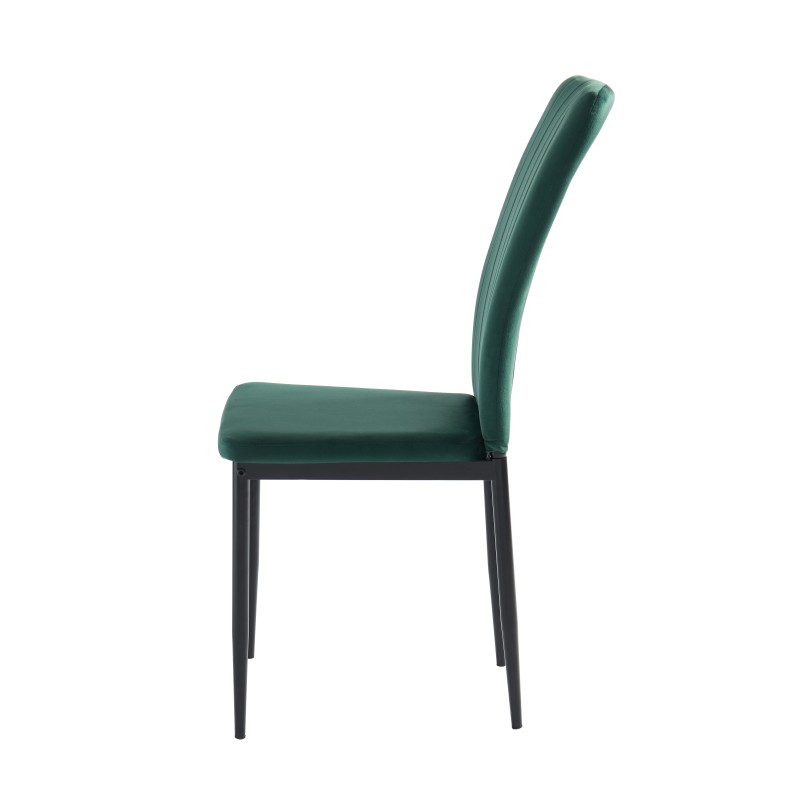 Lot de 2 chaises POPPY velours vert pieds métal noir