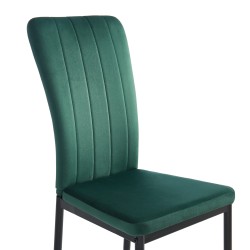 Lot de 2 chaises POPPY velours vert pieds métal noir