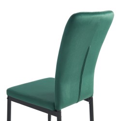 Lot de 2 chaises POPPY velours vert pieds métal noir