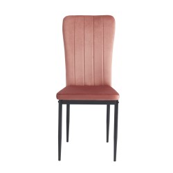 Lot de 2 chaises POPPY velours rose pieds métal noir