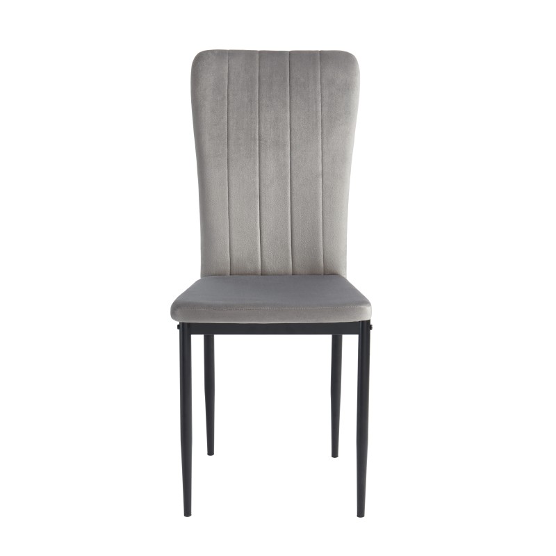 Lot de 2 chaises POPPY velours gris pieds métal noir