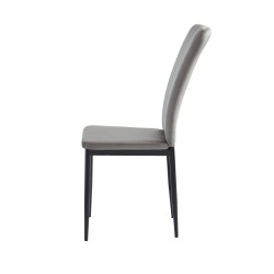 Lot de 2 chaises POPPY velours gris pieds métal noir