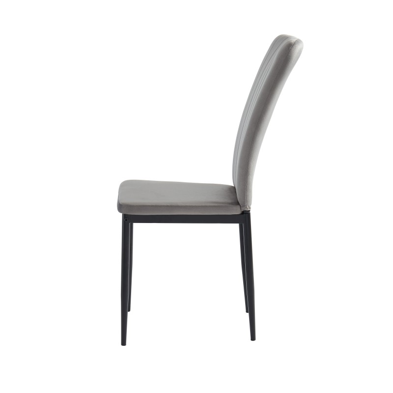 Lot de 2 chaises POPPY velours gris pieds métal noir