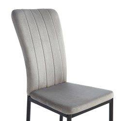 Lot de 2 chaises POPPY velours gris pieds métal noir