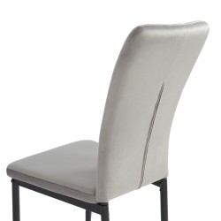 Lot de 2 chaises POPPY velours gris pieds métal noir